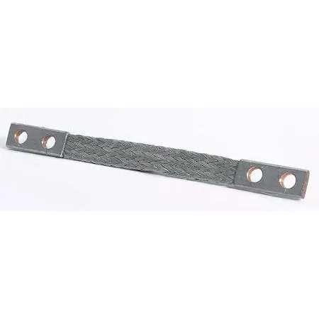 Tinned copper braid with ferrule ends, 12 inches long, one inch wide