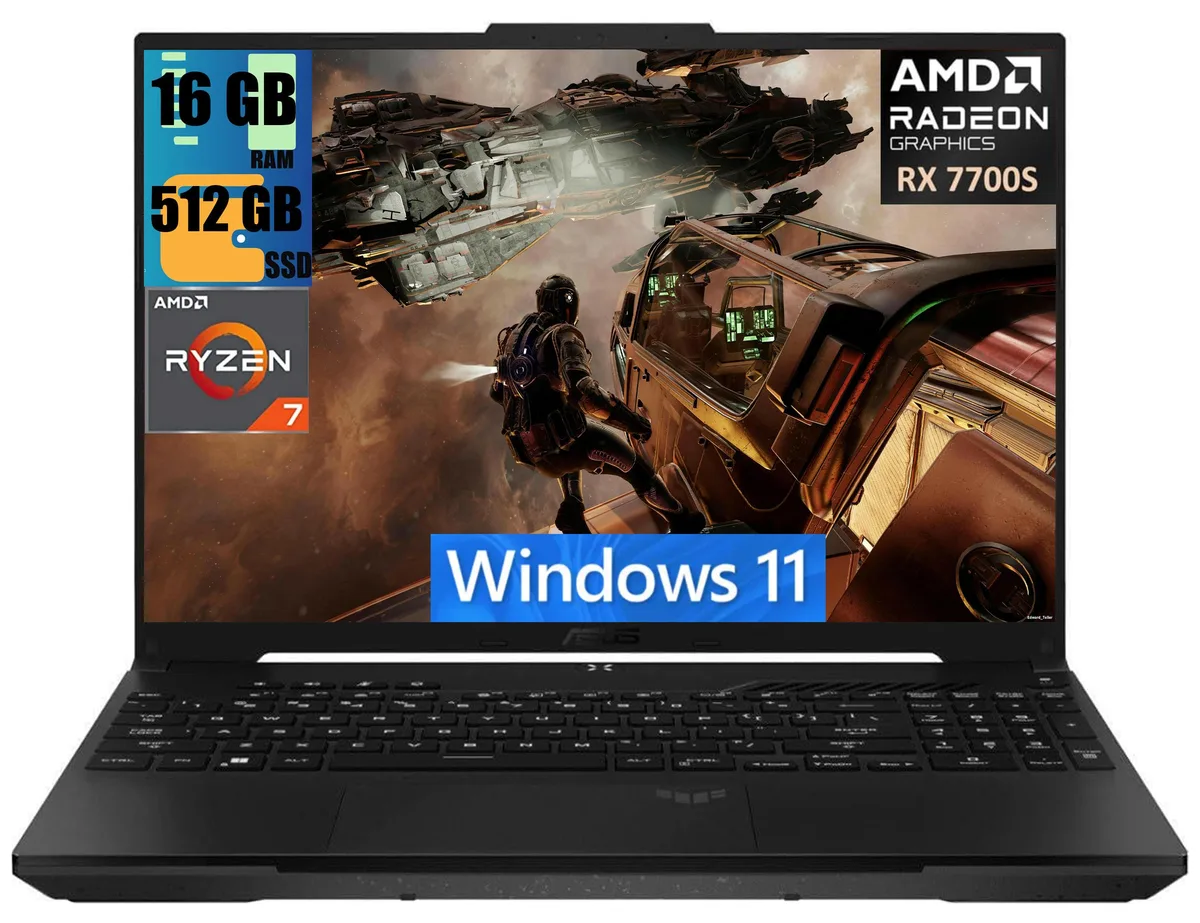 ASUS ASUS TUF A16 gaming laptop Ryzen 7 7735HS RX7600S 16GB 512GB 16 165Hz — product photo