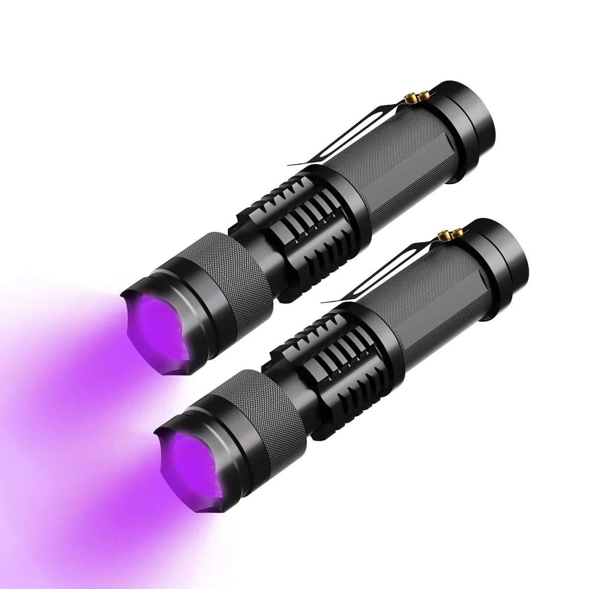 Aluminium UV flashlight, 365 nm, AA powered, 3.54 x .98 x 2 inches