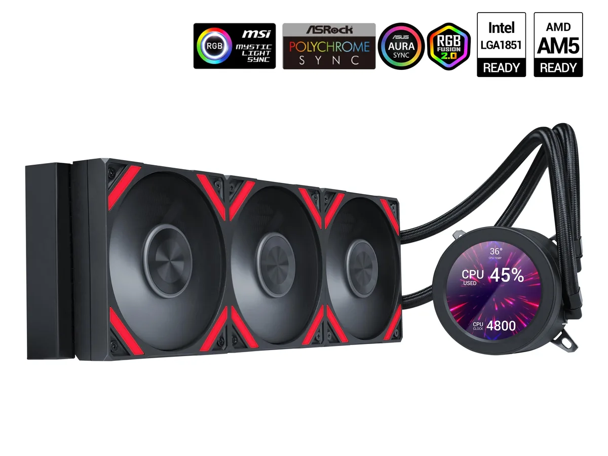 SAMA SAMA Q70-BKWAYNO3-G 360mm liquid cooler with 2.8" LCD display — product photo