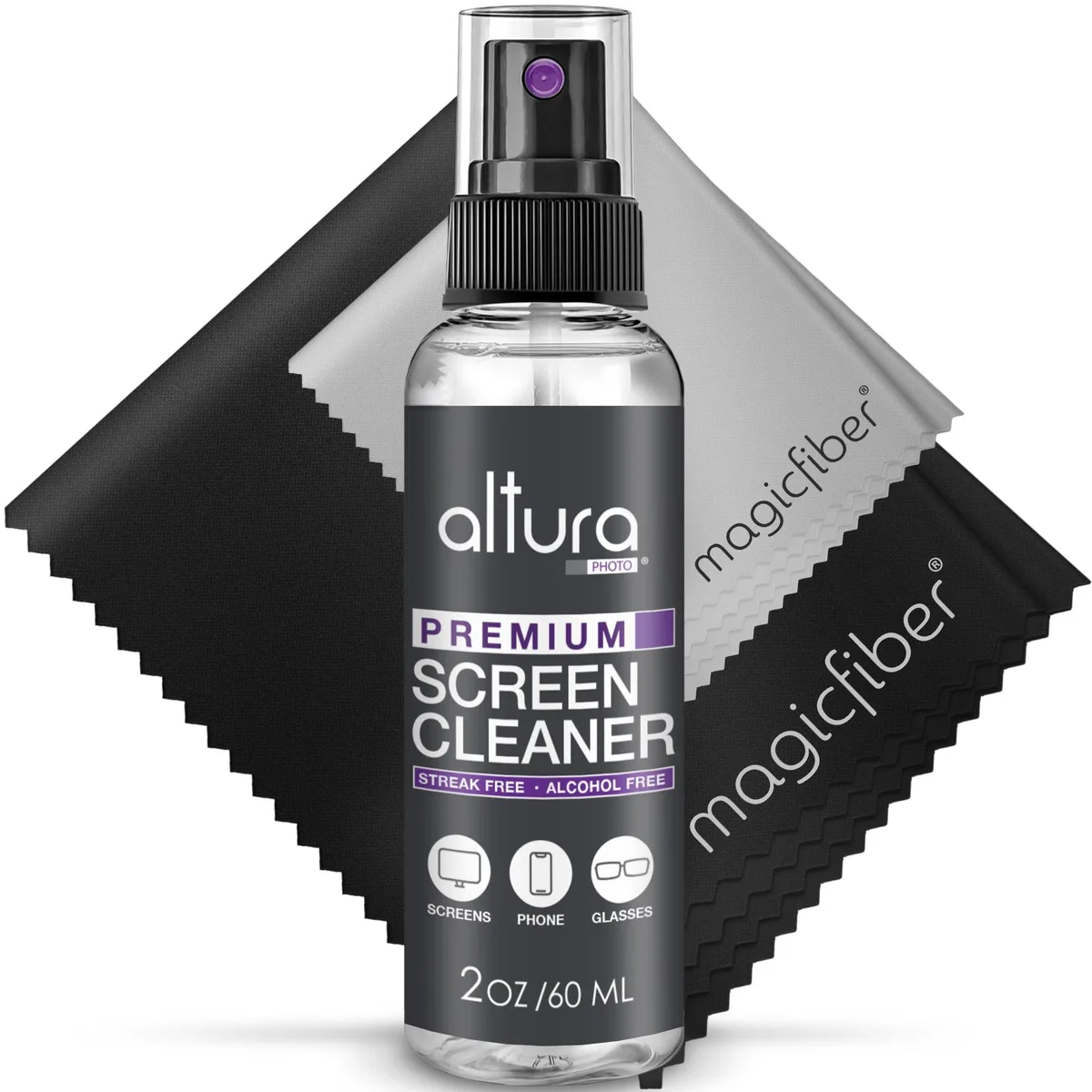 Metra KC0338 screen cleaner kit with spray bottle and two microfiber cloths