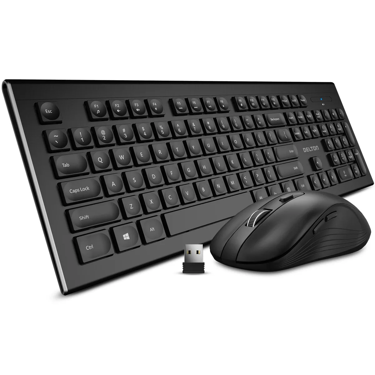 Delton Delton Ultra Slim Wireless Keyboard &amp; Mouse Set, 6 mm profile, 4 DPI levels, full numpad, AA/AAA powered — product photo