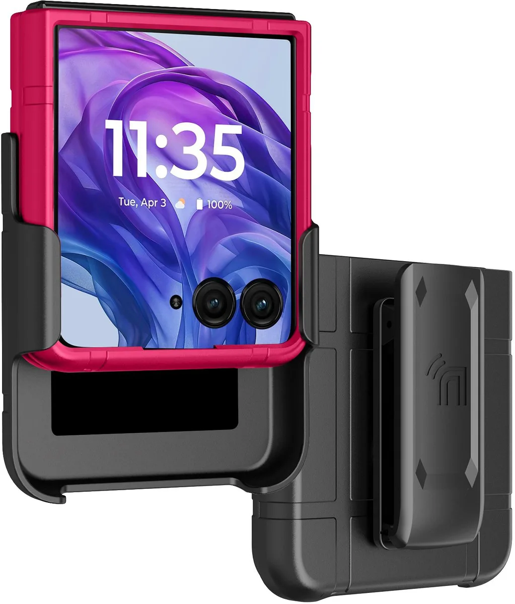 Nakedcellphone Nakedcellphone Case + Belt Clip for Motorola RAZR+ 2024 2025 2026 Bright Hot Pink — product photo