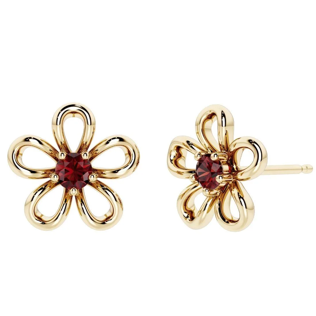 Oravo Oravo Gold Plated Sterling Silver Garnet Flower Stud Earrings .5 ct 925 2.8 g — product photo