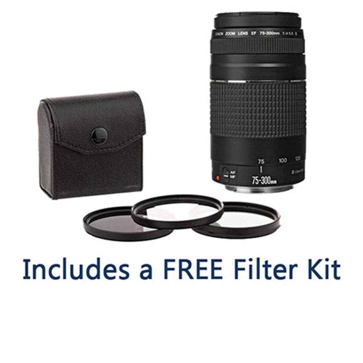 Canon Canon EF 75-300mm f/4-5.6 III lens with 58mm filter kit — product photo