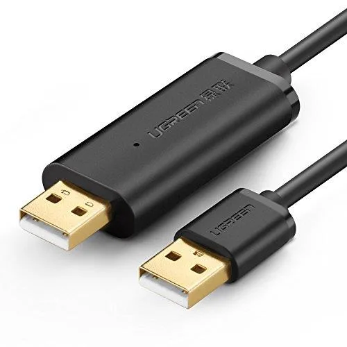 Black USB 2.0 data transfer cable with connectors at both ends, two metres long
