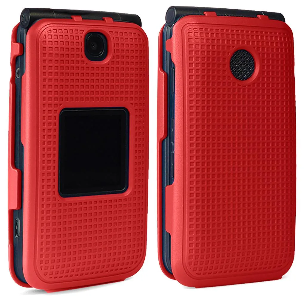 Nakedcellphone Nakedcellphone Grid Case Snap-On Cover Red for Alcatel Go Flip V 4051 MyFlip QuickFlip 4044 — product photo