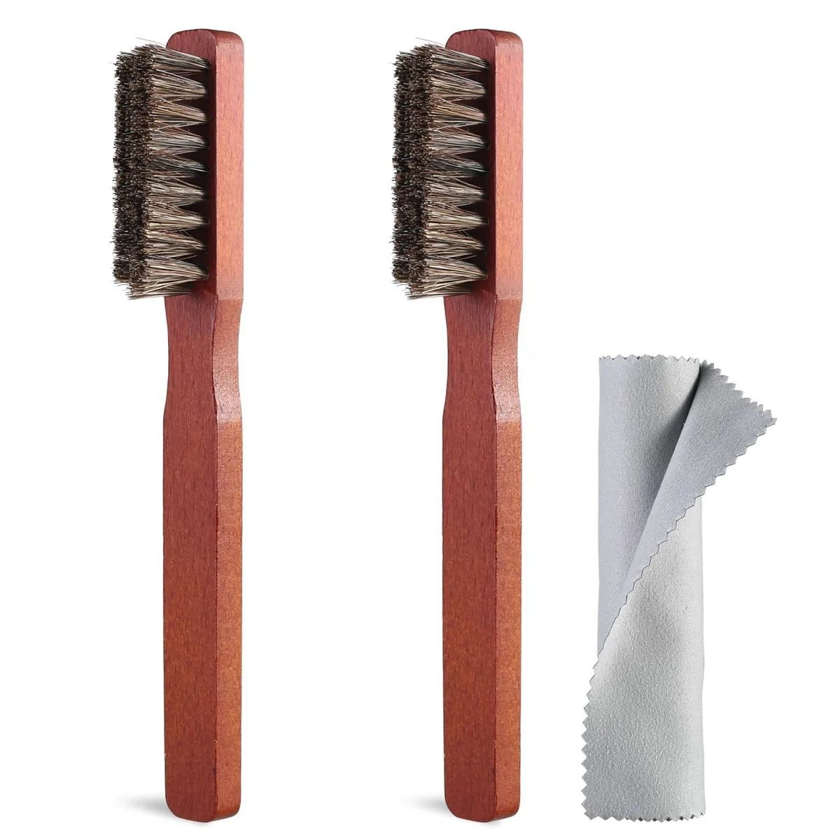 REAL HOME Innovations XBY-1202 3-Piece Horsehair Shoe Protectant Kit with 6.3 Inch Brushes and 19.7 Inch Cloth — product photo