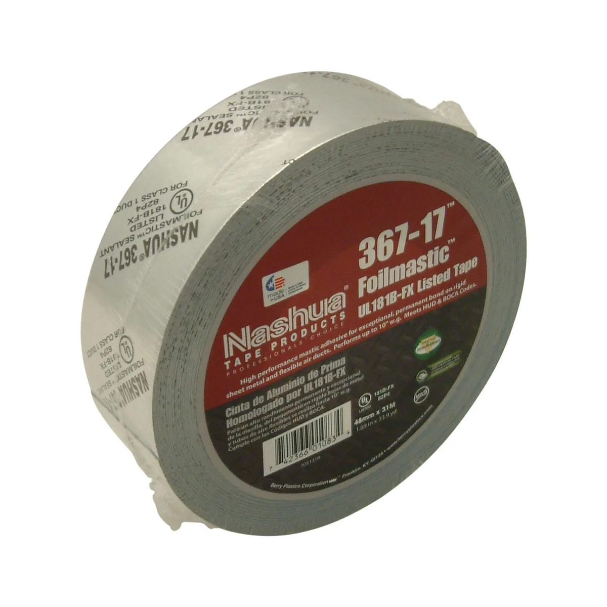 NASHUA NASHUA FoilMastic Butyl Rubber Sealant Tape 367-17 Silver 48mm x 100 ft — product photo
