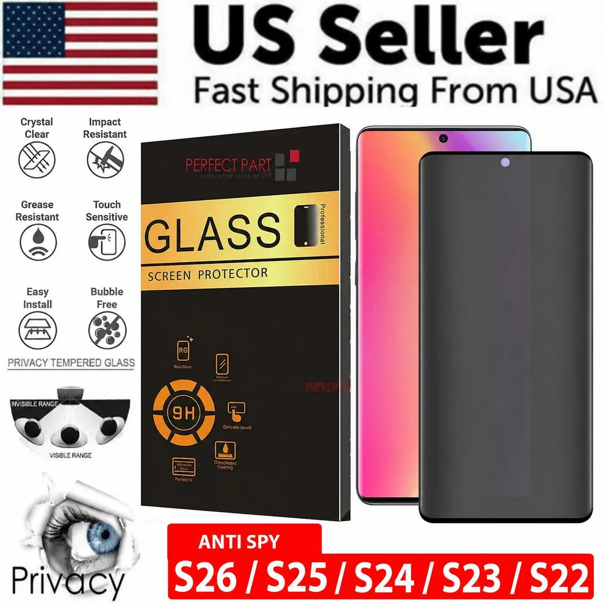The Perfect Part The Perfect Part Privacy Tempered Glass Screen Protector For Samsung Galaxy S22 Plus 22-pack 565 — product photo