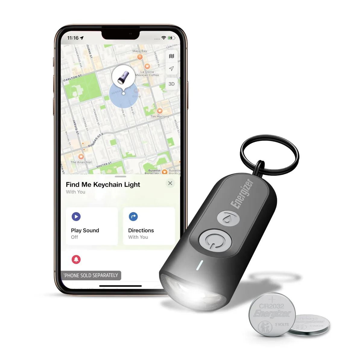  Energizer E304541800 Find Me Keyholder with LED Light, Apple Find My, Black — product photo