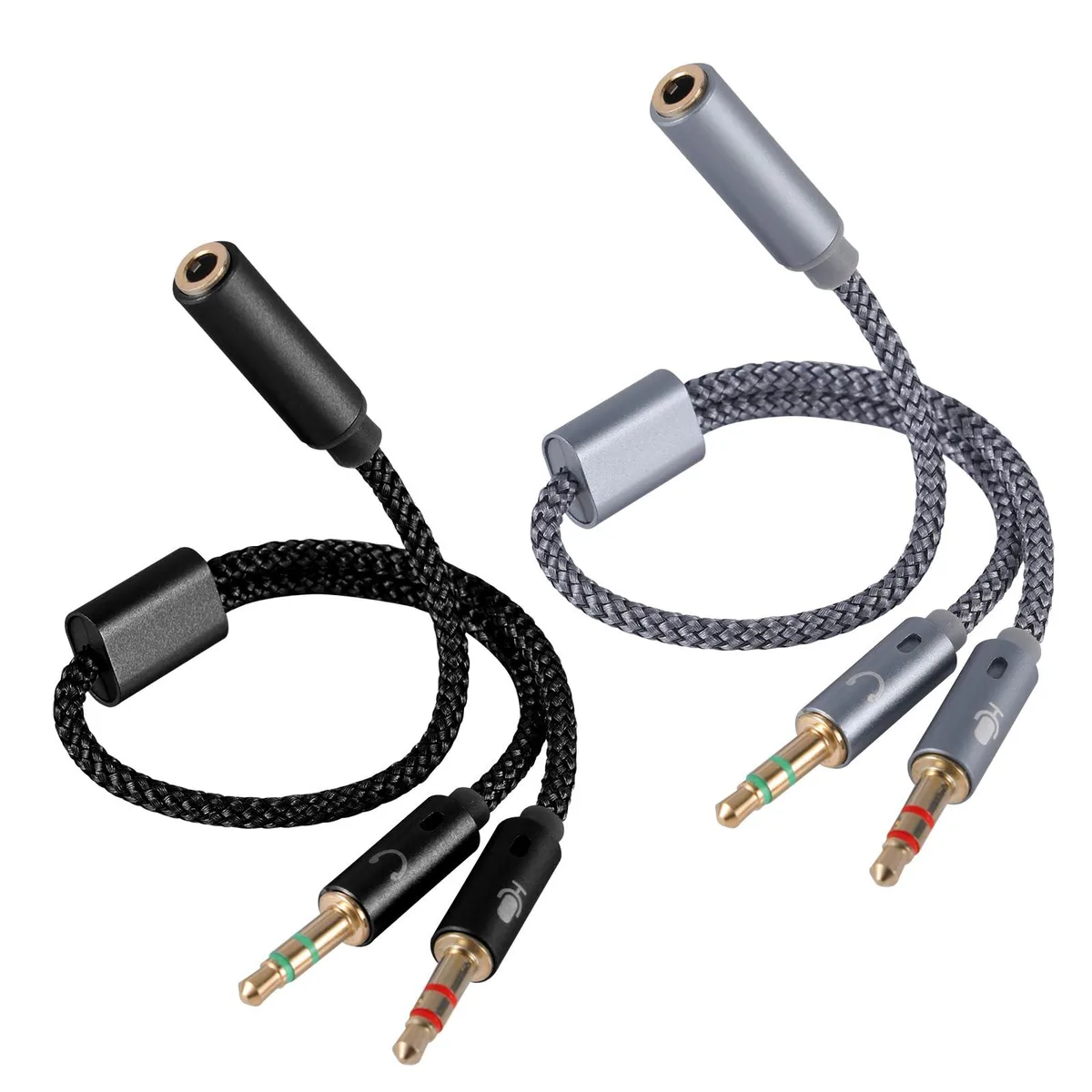 BTFO L28215 2-pack 3.5 mm audio adapter black gray — product photo