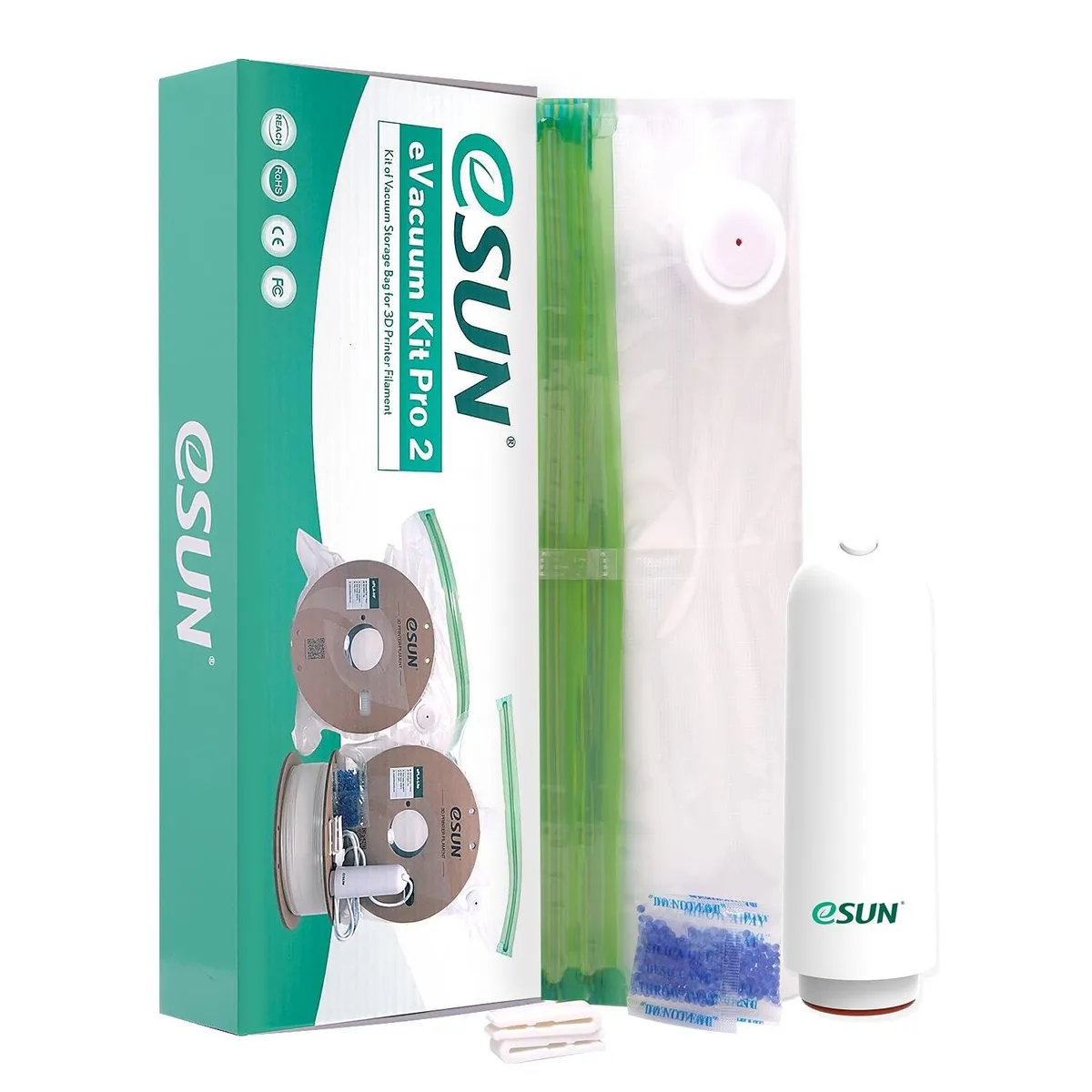 eSUN eVacuum Kit Pro 2 with 10 bags, electric pump, clips, desiccants