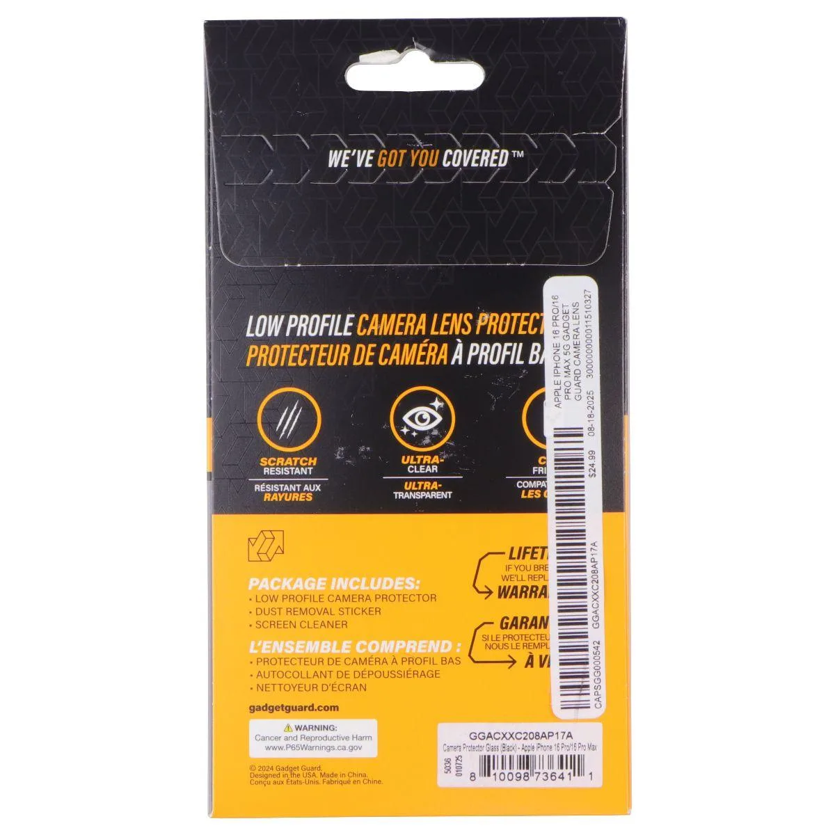 Invisible Gadget Guard Invisible Gadget Guard Glass Camera Protector iPhone 16 Pro / Pro Max Black — product photo