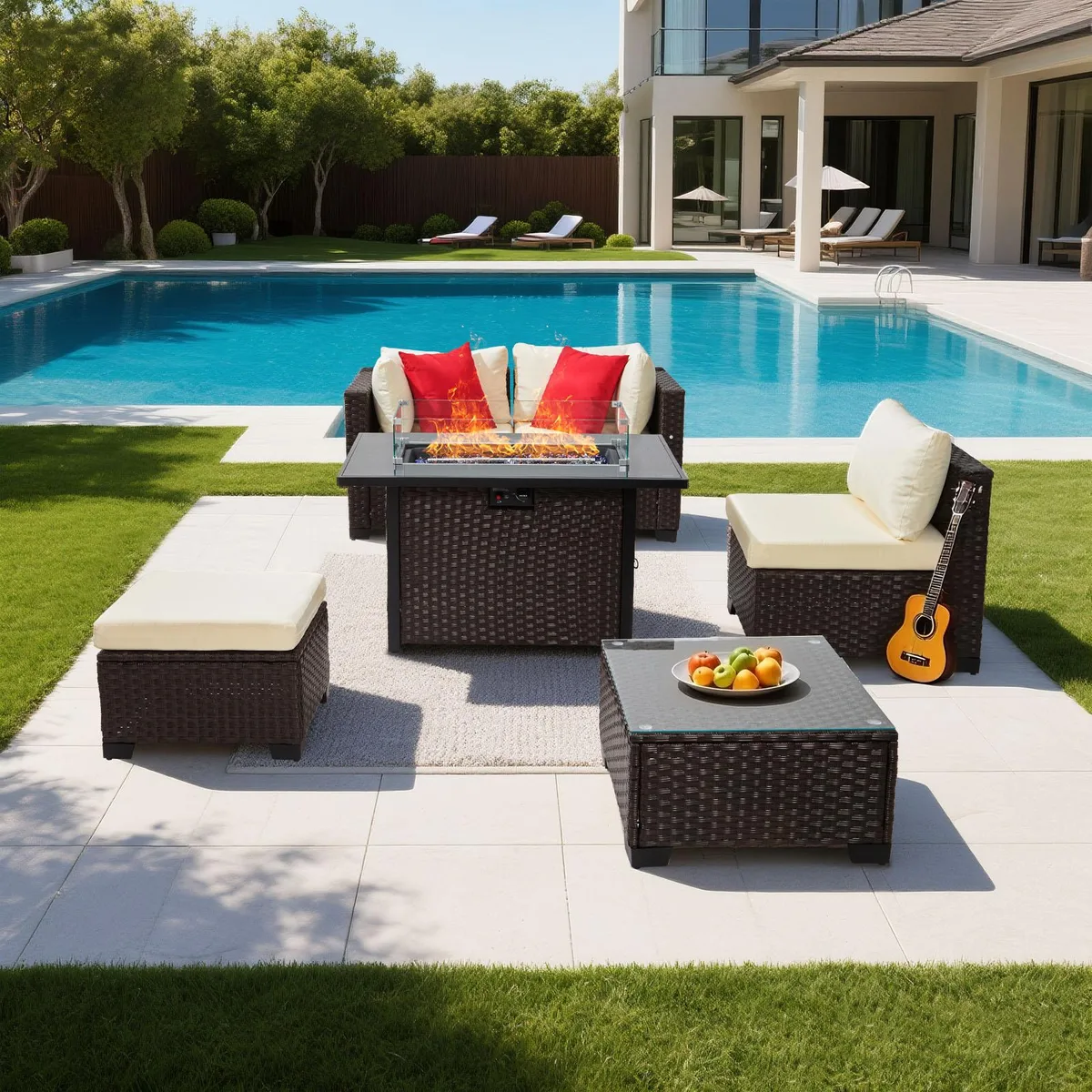 VEVOR VEVOR 6-Piece Patio Set 44in 50000BTU Fire Pit Table — product photo
