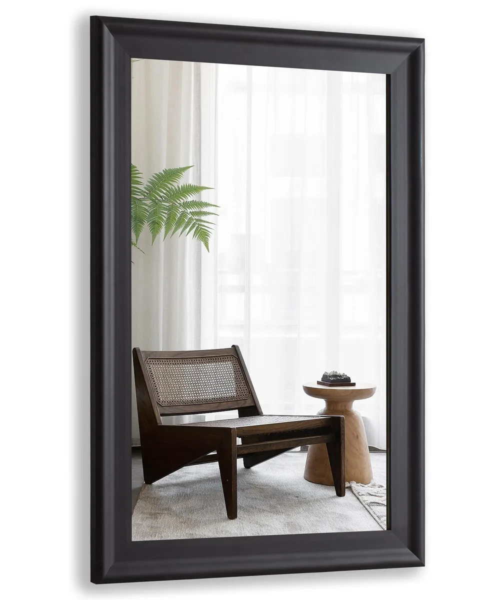 Rectangular white-framed bathroom mirror 30 by 40 inches