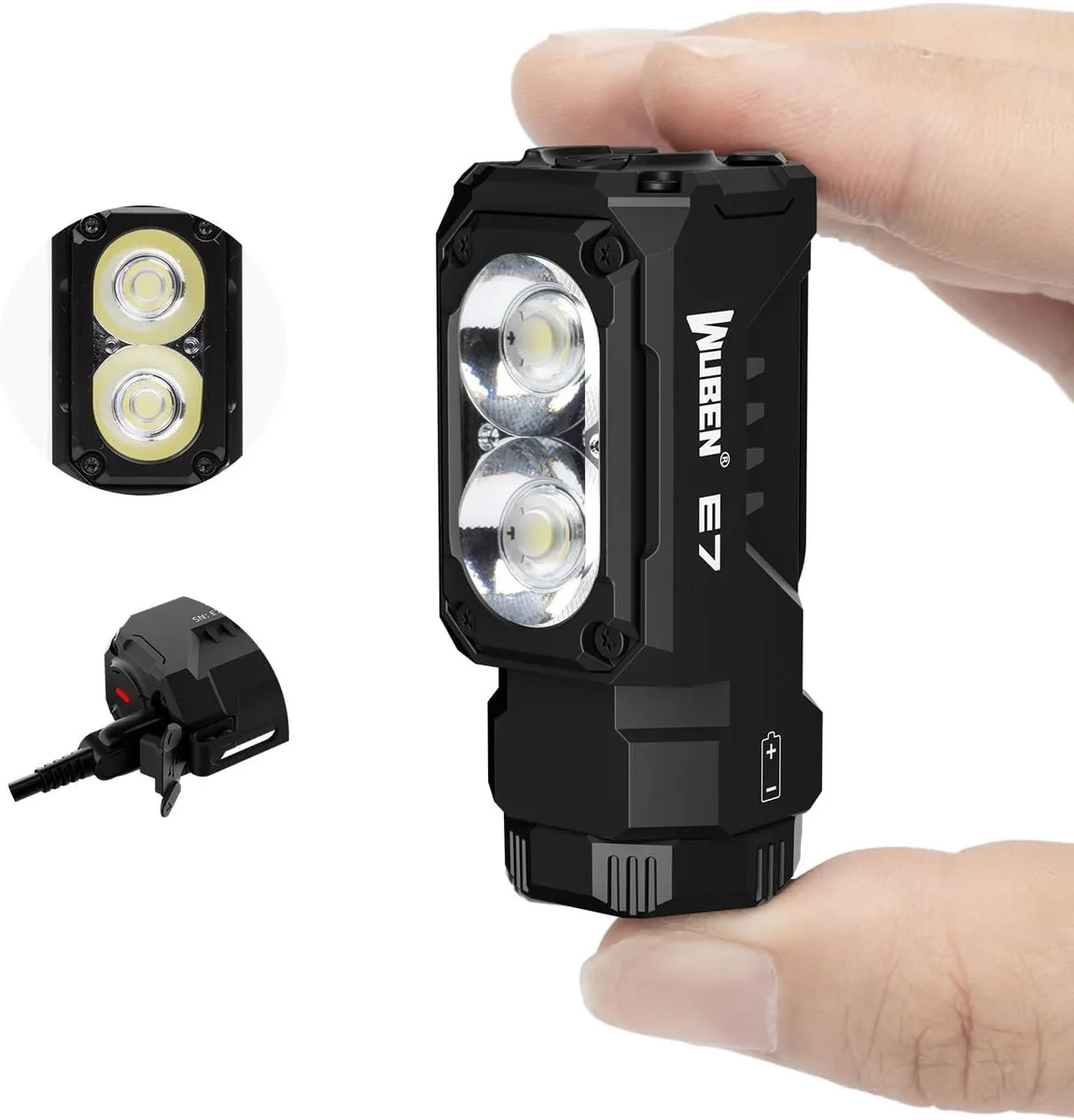 Compact aluminium flashlight with magnetic tail and USB-C port
