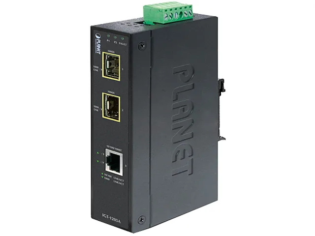 PLANET PLANET IGT-1205AT Industrial 10/100/1000T to 2-port SFP Media Converter — product photo