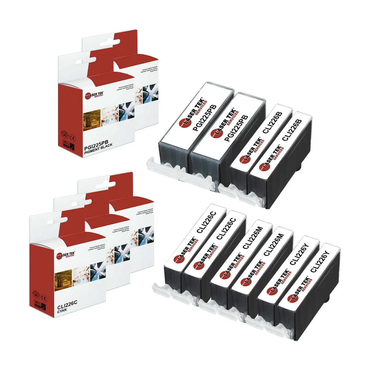 Laser Tek Services Laser Tek Services 10 Pack PGI-225 CLI-226 Ink Cartridges (2BK 2K 2C 2M 2Y) — product photo