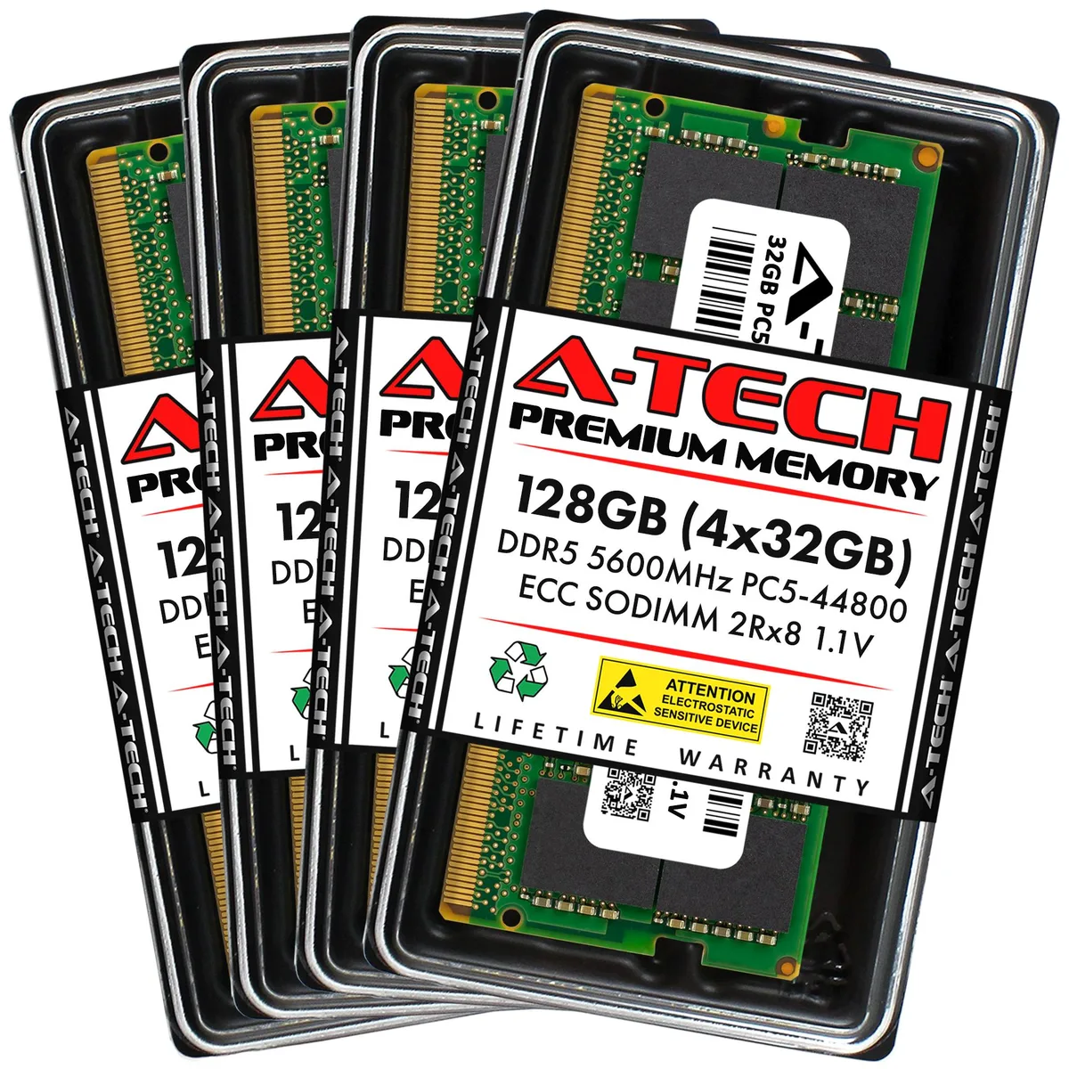 A-Tech A-Tech 128GB (4x32GB) DDR5 5600 ECC SODIMM 2Rx8 1.1V Quad Kit — product photo