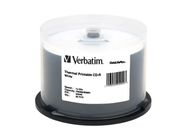 VERBATIM Verbatim 94949 700MB 52X CD-R Thermal Printable 50 Pack — product photo