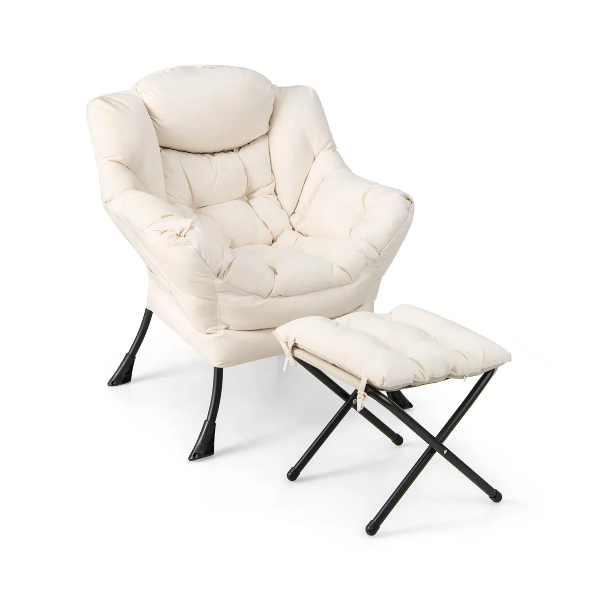 SlickBlue SlickBlue Accent Sofa Chair with Folding Footrest Beige — product photo