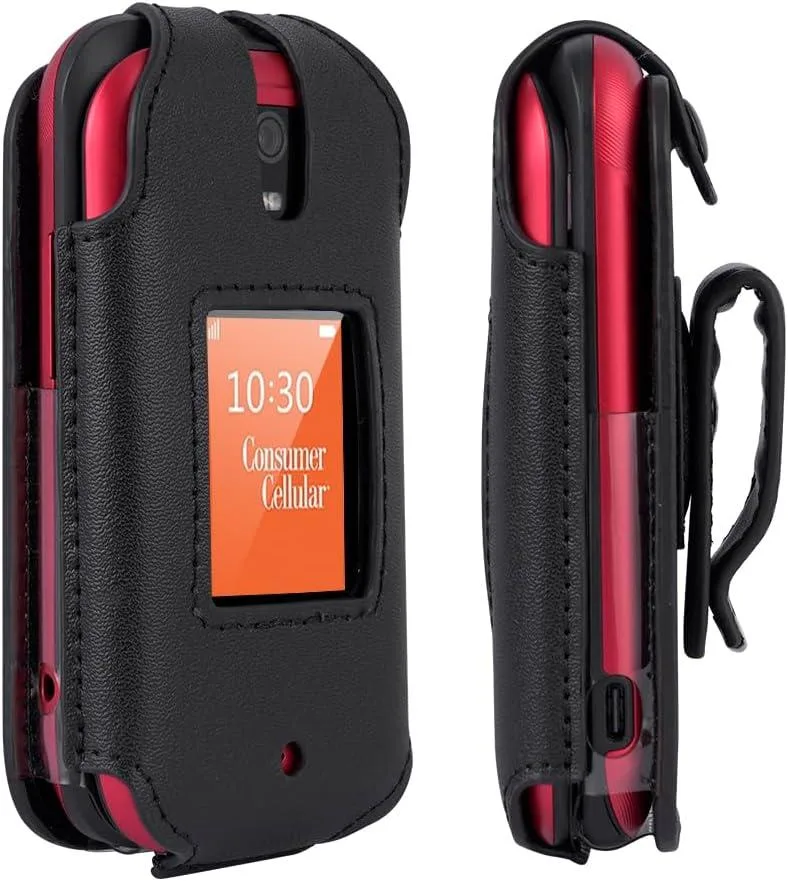 TAURKENAM TAURKENAM Leather Case for Consumer Cellular Iris Flip Phone (2023) Black — product photo