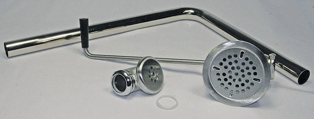 Silver rectangular drain assembly with twist handle and flat grate