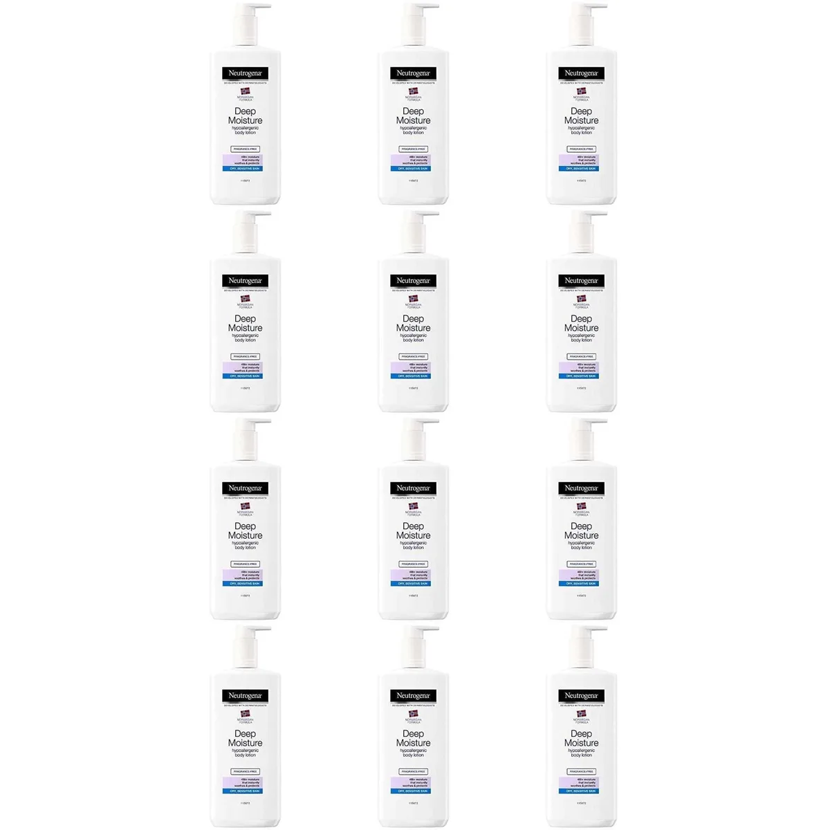 Neutrogena Corporation Neutrogena Corporation SKU-12PACK Norwegian Formula Deep Moisture Body Lotion 13.5 oz 12-Pack skin care — product photo