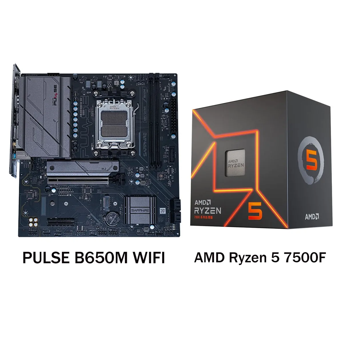 Sapphire Tech Sapphire Tech PULSE B650M WiFi AM5 Motherboard & Ryzen 5 7500F CPU Combo — product photo