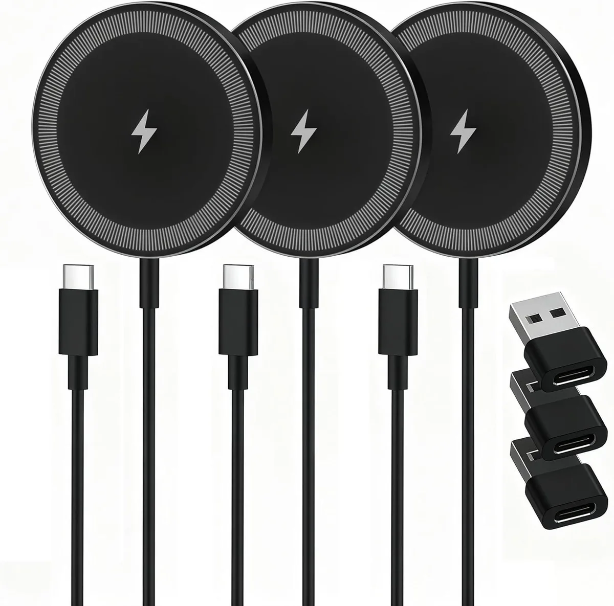 FLEANE FLEANE Magnetic Wireless Charger 15W Qi 3 Pack Black — product photo
