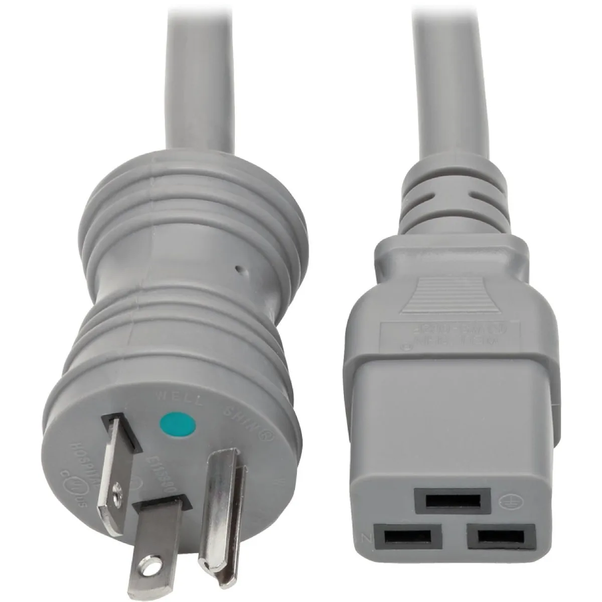 Tripp Lite Tripp Lite P049-006-GY-HG Hospital-Grade Power Cord NEMA 5-20P to C19 6 ft 20A 125V Gray — product photo
