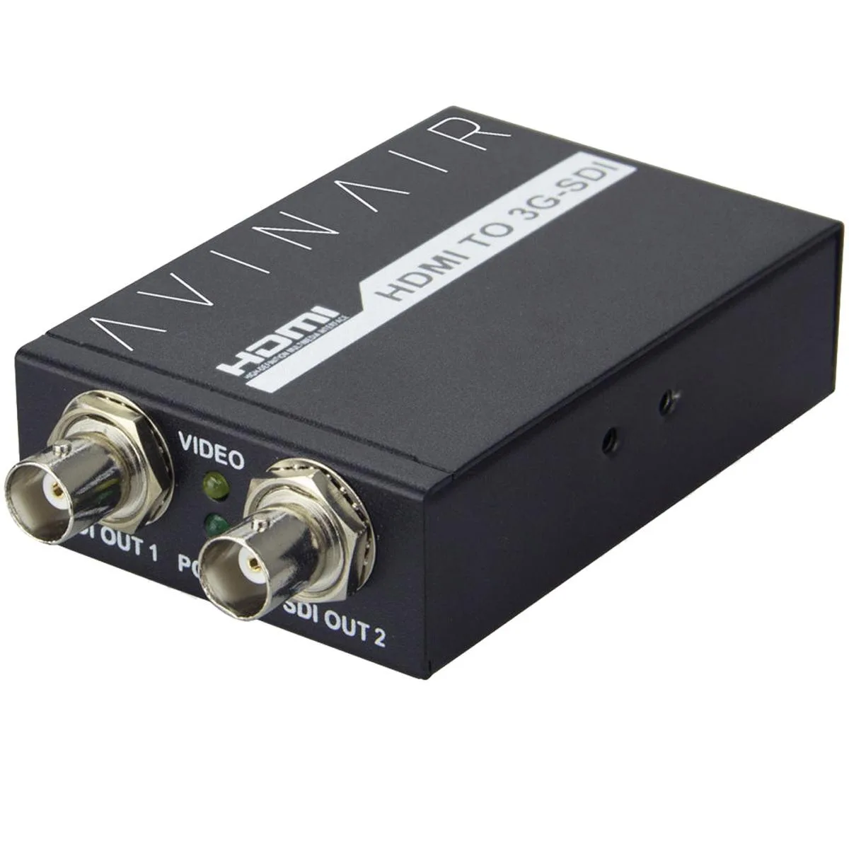 Small metal box with HDMI and SDI ports, indicator lights