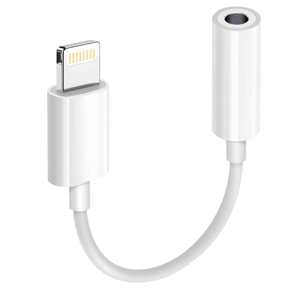 White Lightning-to-3.5 mm audio dongle with short cable