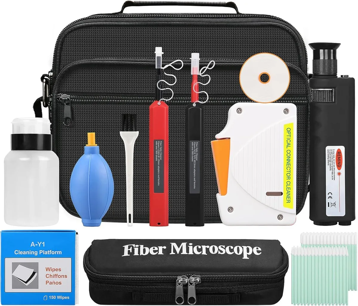 BFKK BFKK 13 Piece Fiber Optic Cleaning Kit with 400x Microscope — product photo