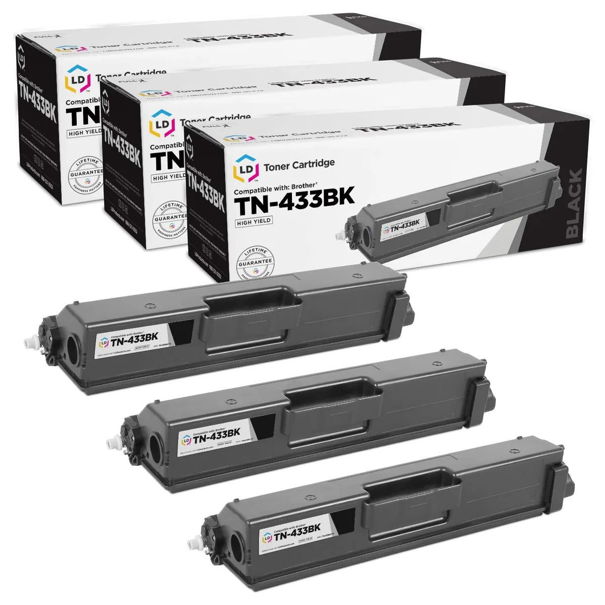 LD Products LD Products Compatible Toner Cartridge for Brother TN433BK High Yield Black 3-Pack — product photo