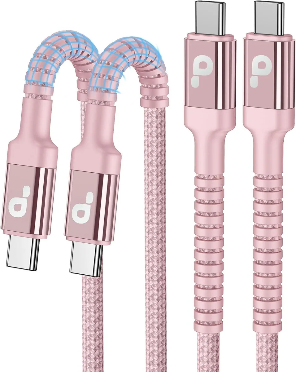 Kootion Kootion USB-C to USB-C Cable 6ft 2-Pack Nylon Braided 66W Pink — product photo