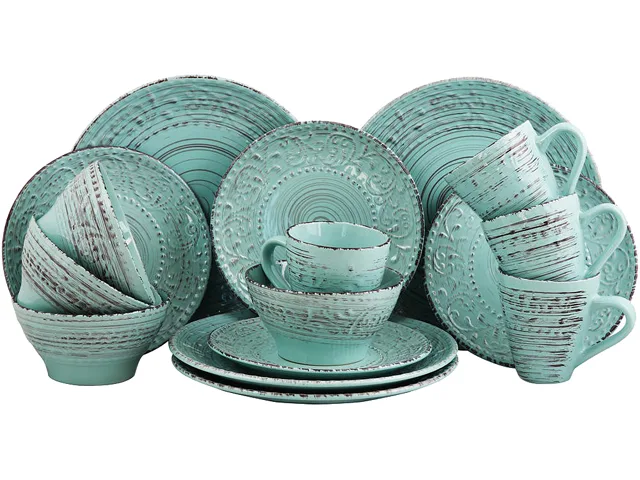 Elama Elama ELM-MALIBU-WAVES 16-piece dinnerware set, turquoise — product photo