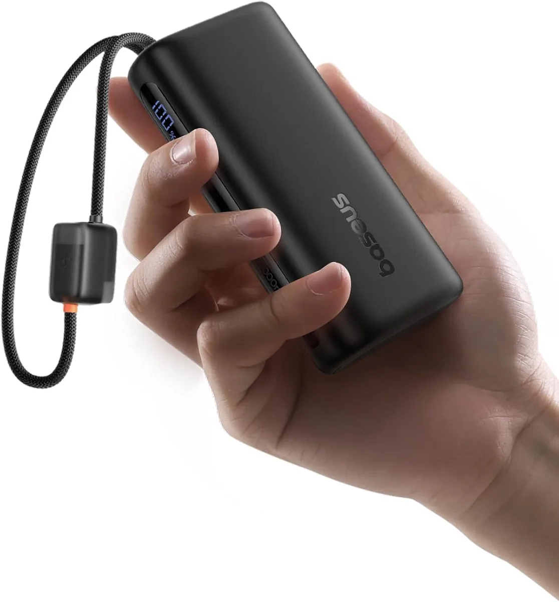 WOOJONG WOOJONG Mini Power Bank 67W 10000mAh Built-in Dual USB-C Braided Cable — product photo