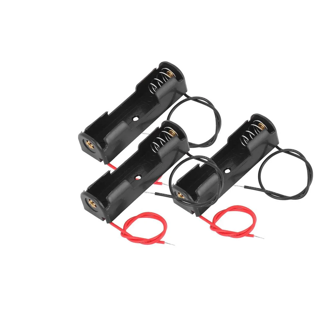 Unique-Bargains Unique-Bargains Dual Wires Spring Clip Black Plastic Battery Case Holder 3Pcs — product photo
