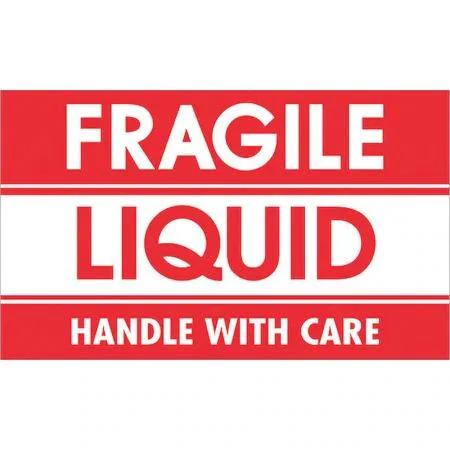 Tape Logic Tape Logic DL1300 Labels "Fragile - Liquid - Handle With Care" 3" Red/White PK500 — product photo