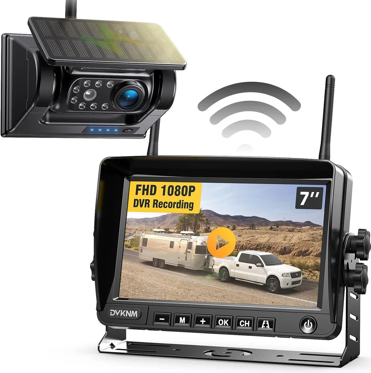 WUQ WUQ Magnetic Solar Wireless Backup Camera 1080P 7" IPS Monitor 9600 mAh 32G DVR AP7 — product photo