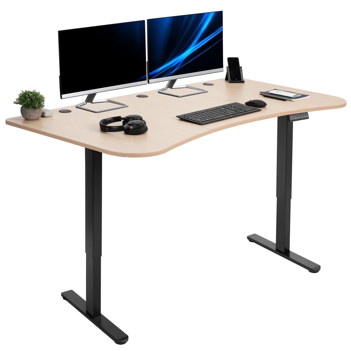 VIVO VIVO Electric Standing Desk 63 x 32 Light Wood Black Frame — product photo