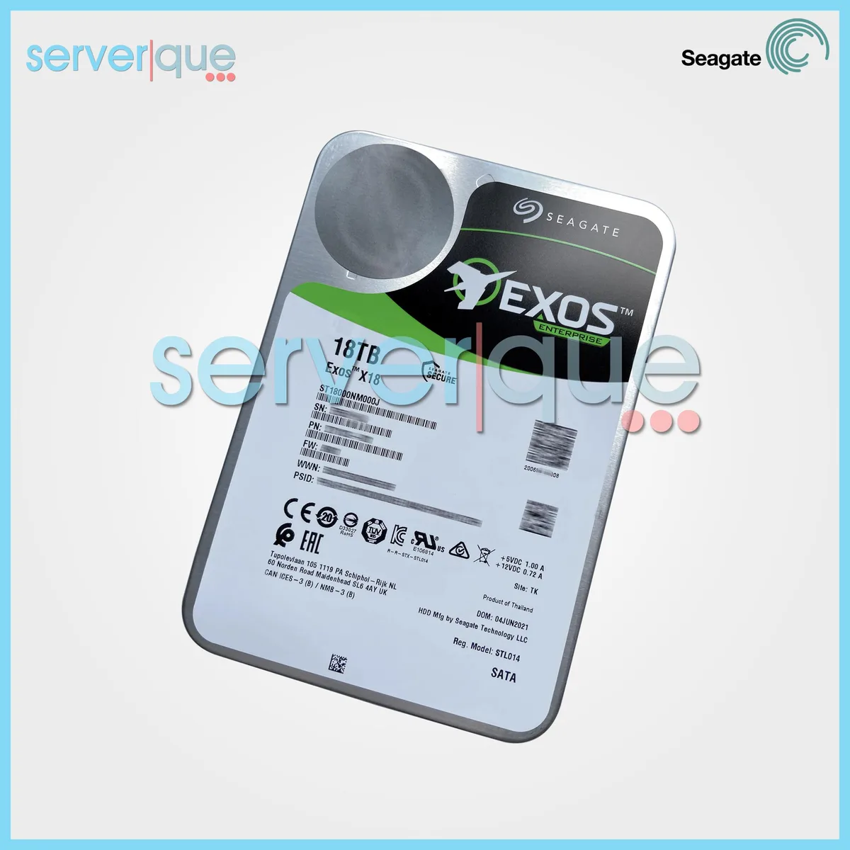 Seagate Seagate Exos X18 18TB 7200 RPM 256MB SATA 3.5" internal hard drive — product photo