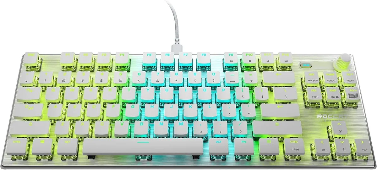 EVESKY EVESKY Vulcan TKL Pro Gaming Keyboard Linear Optical Titan Switch AIMO RGB Tenkeyless White — product photo