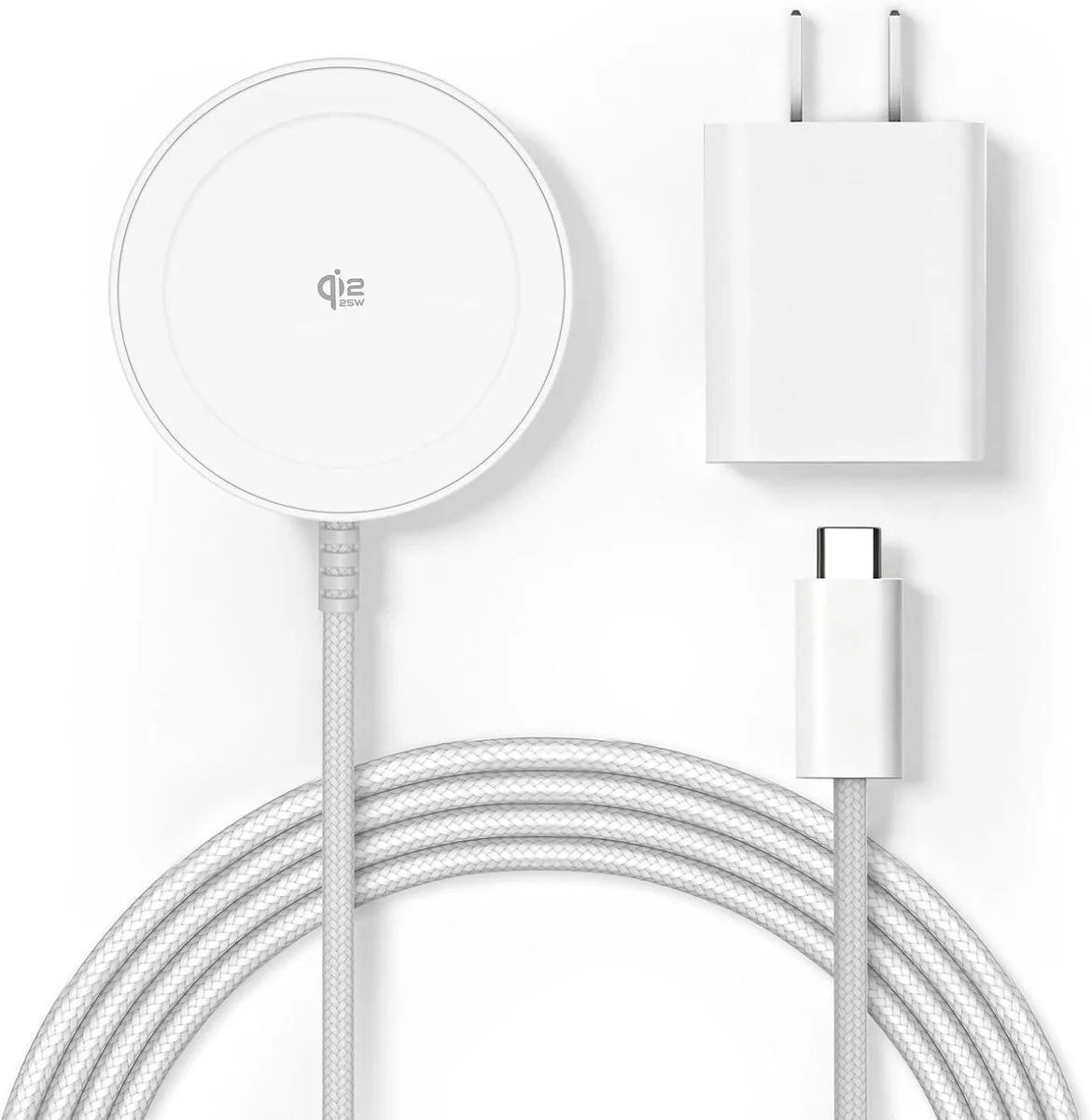  Gatatol M43 Qi2 25W Magnetic Wireless Charger 5ft White with 30W Adapter — product photo