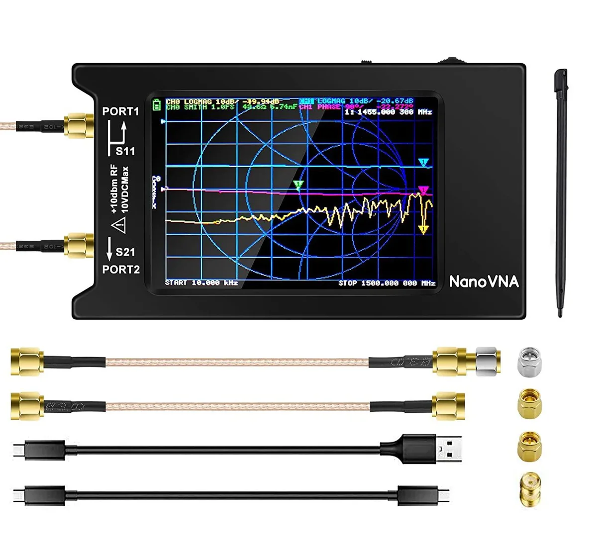 BFKK BFKK NanoVNA-H4 V4.3 10kHz-1.5GHz 4in network antenna — product photo