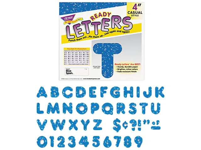 TREND Enterprises Inc. TREND Enterprises Inc. T1617 Educational Supply Blue Sparkle Ready Letters 71 Pieces — product photo