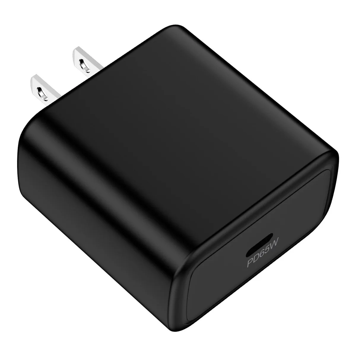 White rectangular USB-C charger block with folded prongs
