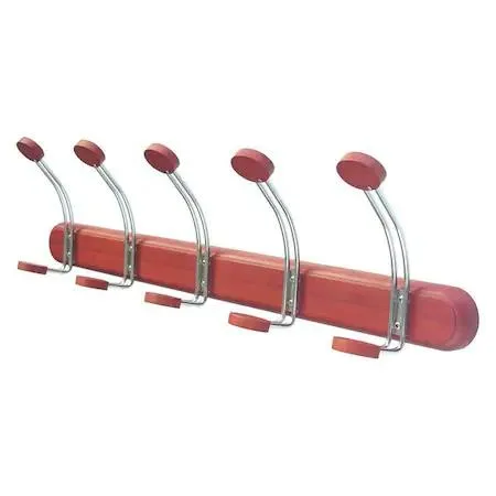 Wall-mounted bamboo coat rack in cherry finish, 30 inches wide with multiple hooks